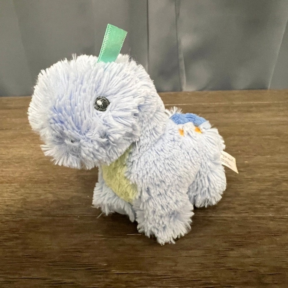 Starting Out Mini Blue Dinosaur Plush Shaggy Stuffed Animal Toy Blue Dino
